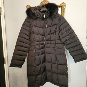 Calvin Klein Black Quilted Puffer Coat with Hood
